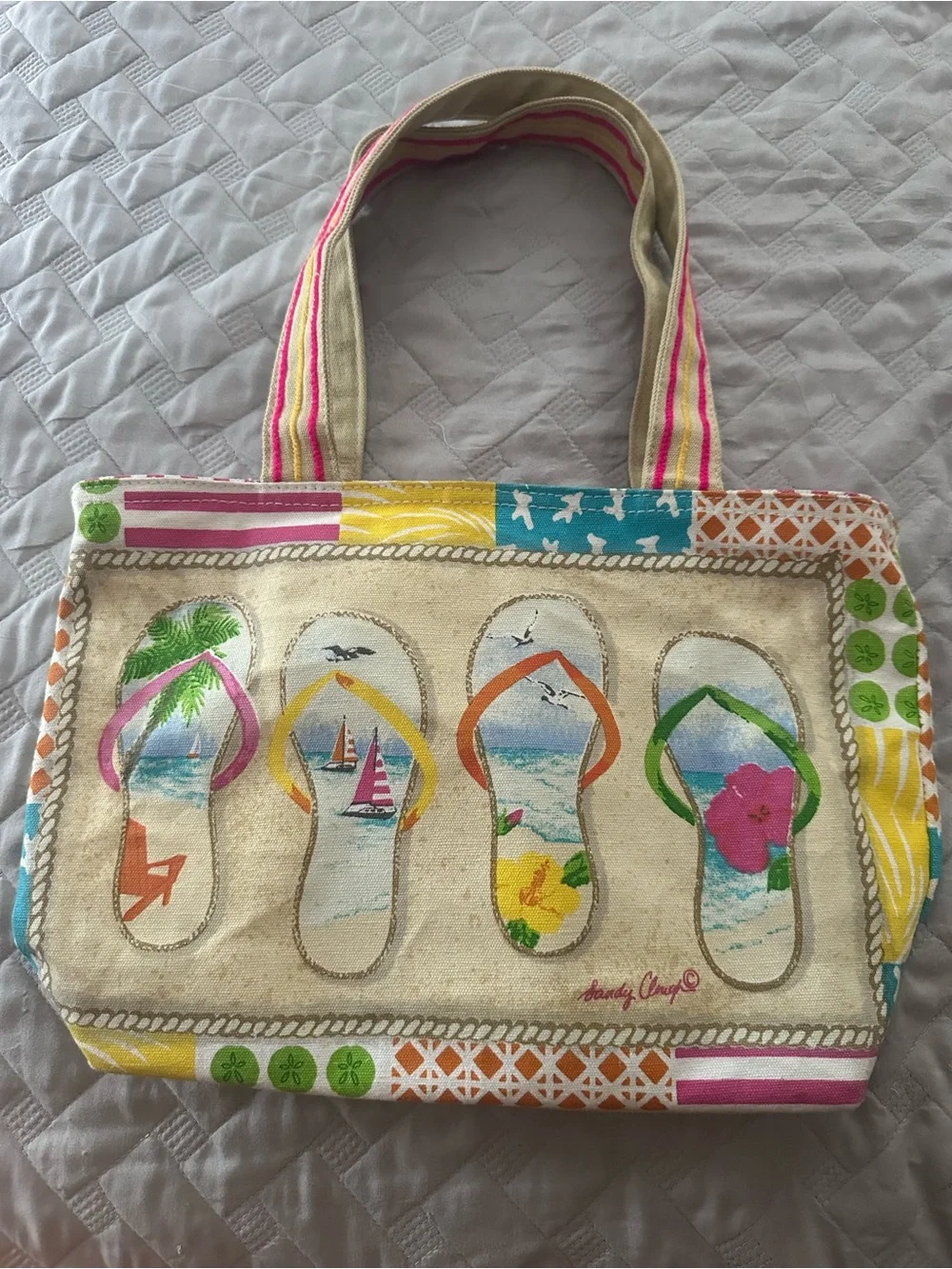 Multicolor Flip-Flop Canvas Tote